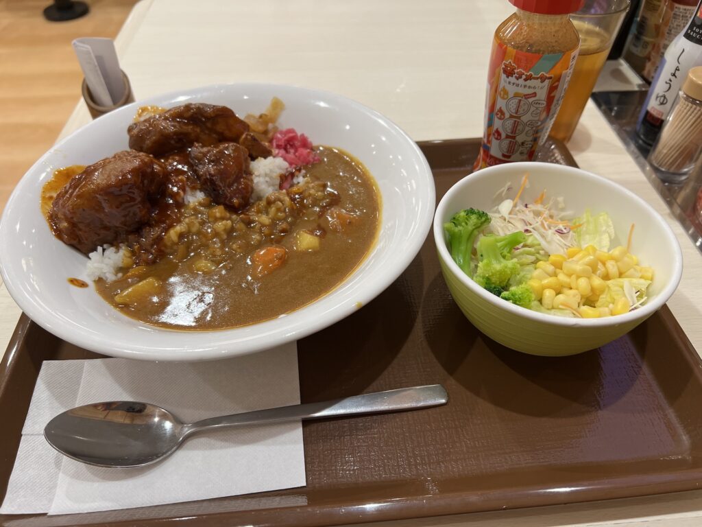 すき家 ポークロックカレー 肉ツイン＋サラダ