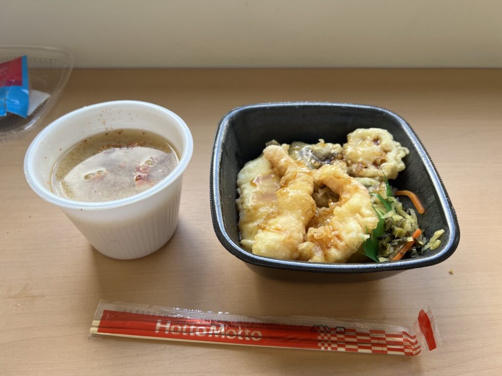 ほっともっと 海鮮天丼＋特製豚汁